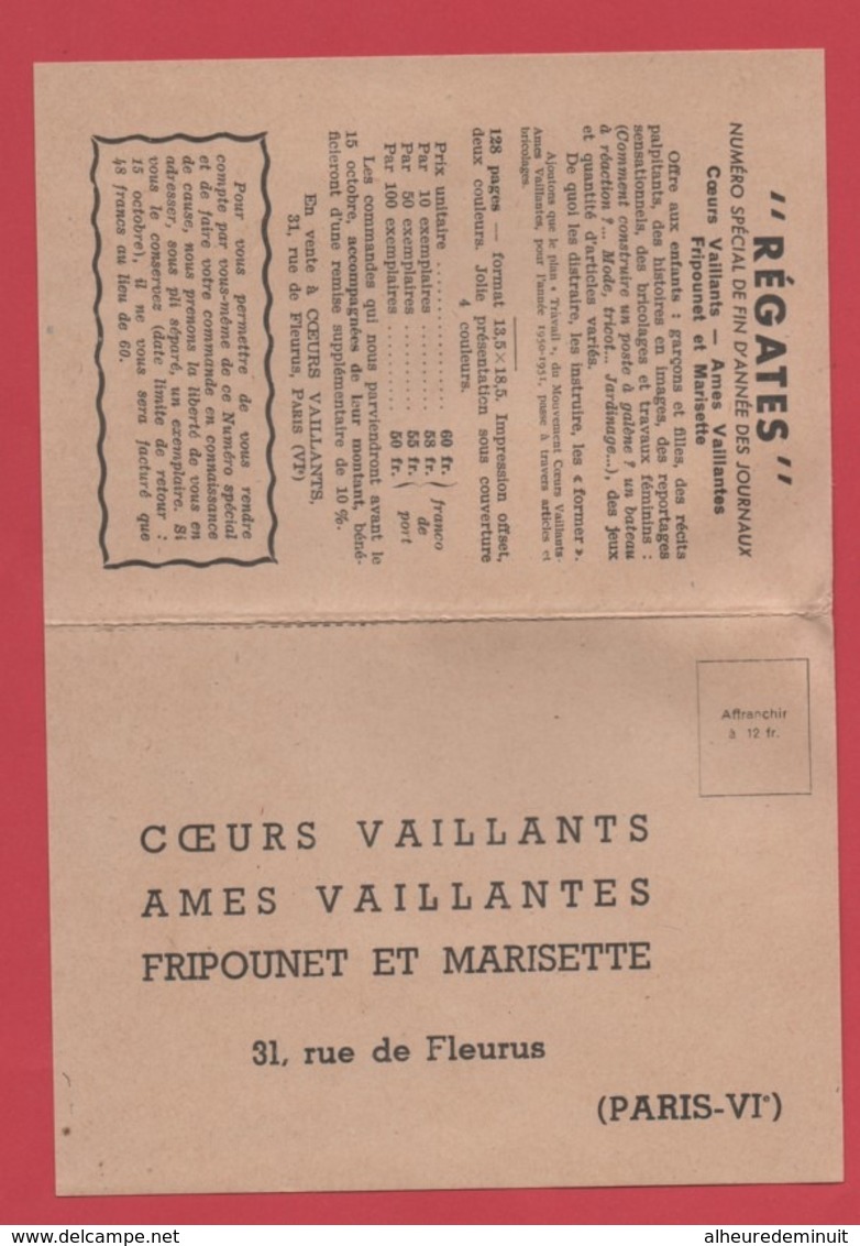 Publicité"FRIPOUNET ET MARISETTE"coeurs âmes Vaillantes"abbé JEANROY Curé DOMJULIEN"REMONCOURT"timbre Préo N°101 - 1921-1960: Période Moderne