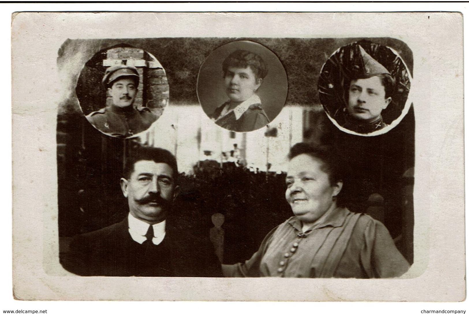 Carte Photo - Photo Montage - Souvenir De ..en Médaillons  'Refusé Parce Qu'il Y A Une Tête De Soldat Dessus' - 2 Scans - Fotografia