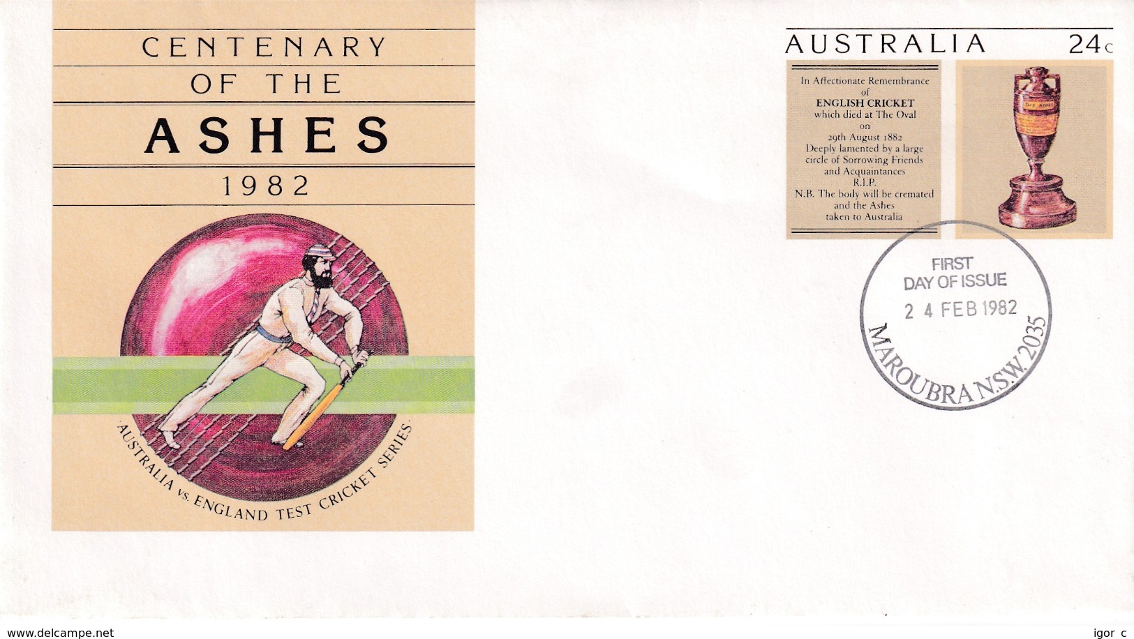 Australia 1980 Postal Stationery Cover; Centenary Of The Ashes; Australia Vs England - Cricket