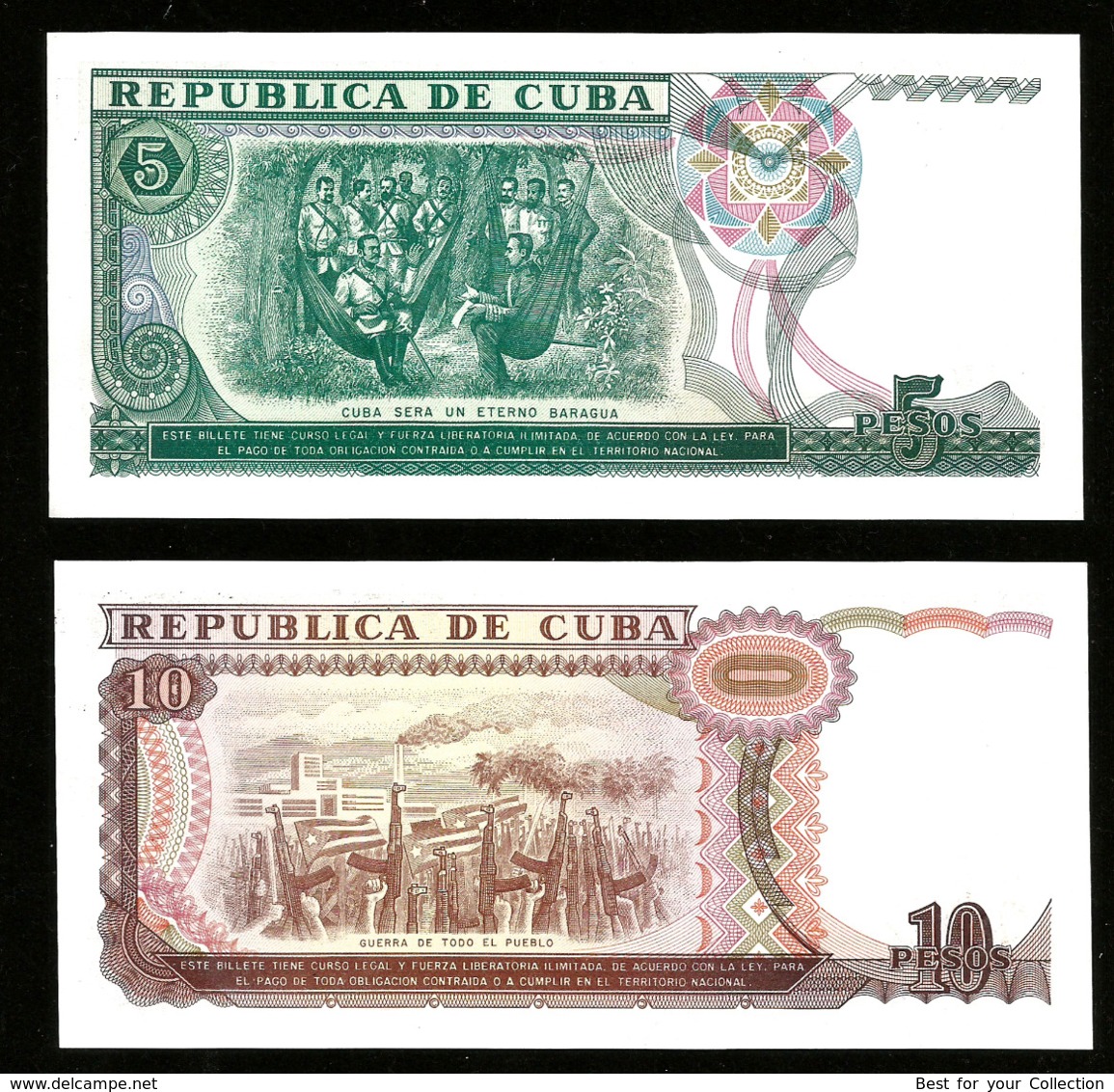 * Cuba 5 10 Pesos 1991 ! UNC ! 2 Notes ! #D16 - Cuba