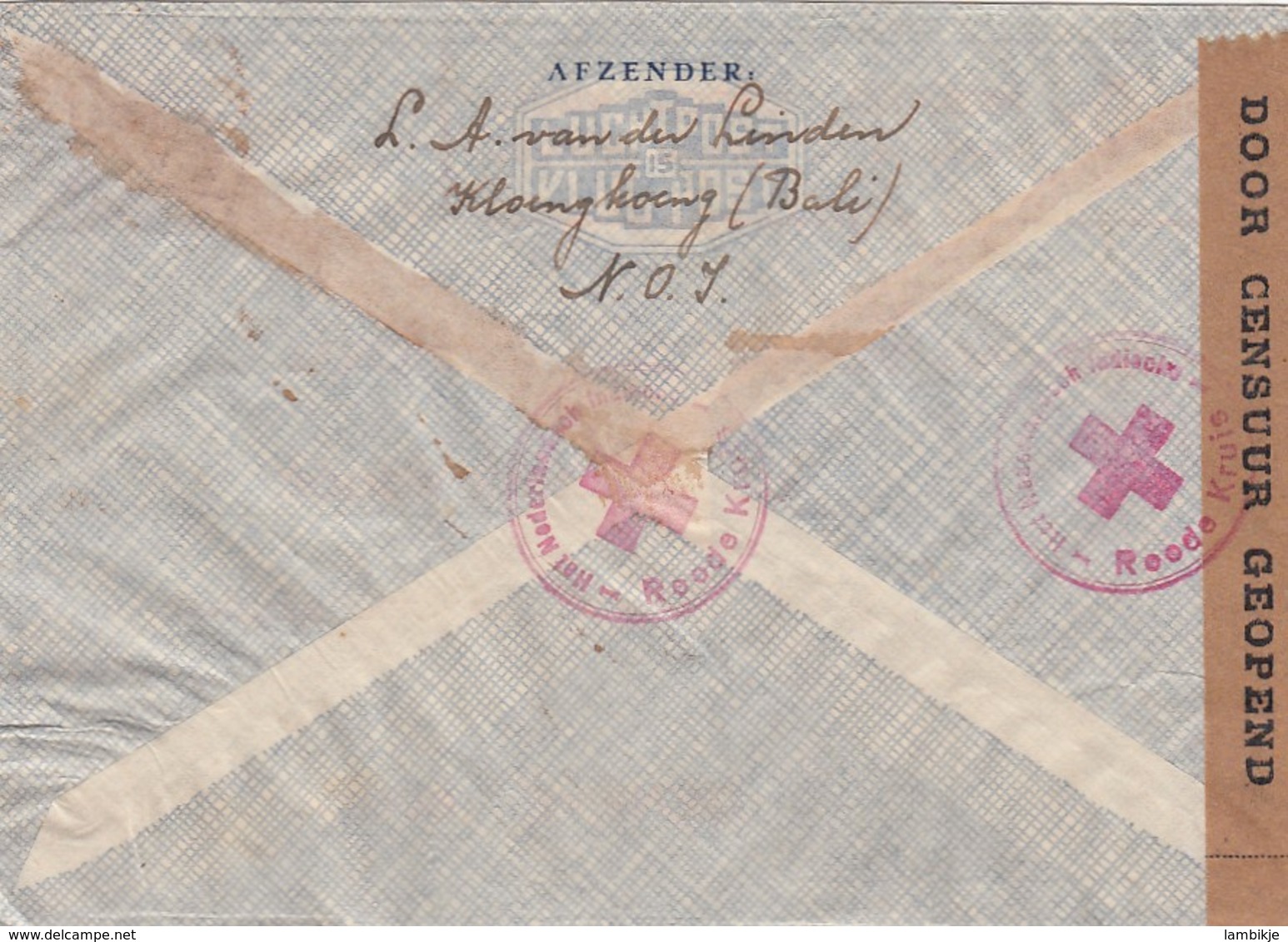 Nederlands-Indië Censor Brief 1940 Rode Kruis Stempel Klongkoen - Niederländisch-Indien