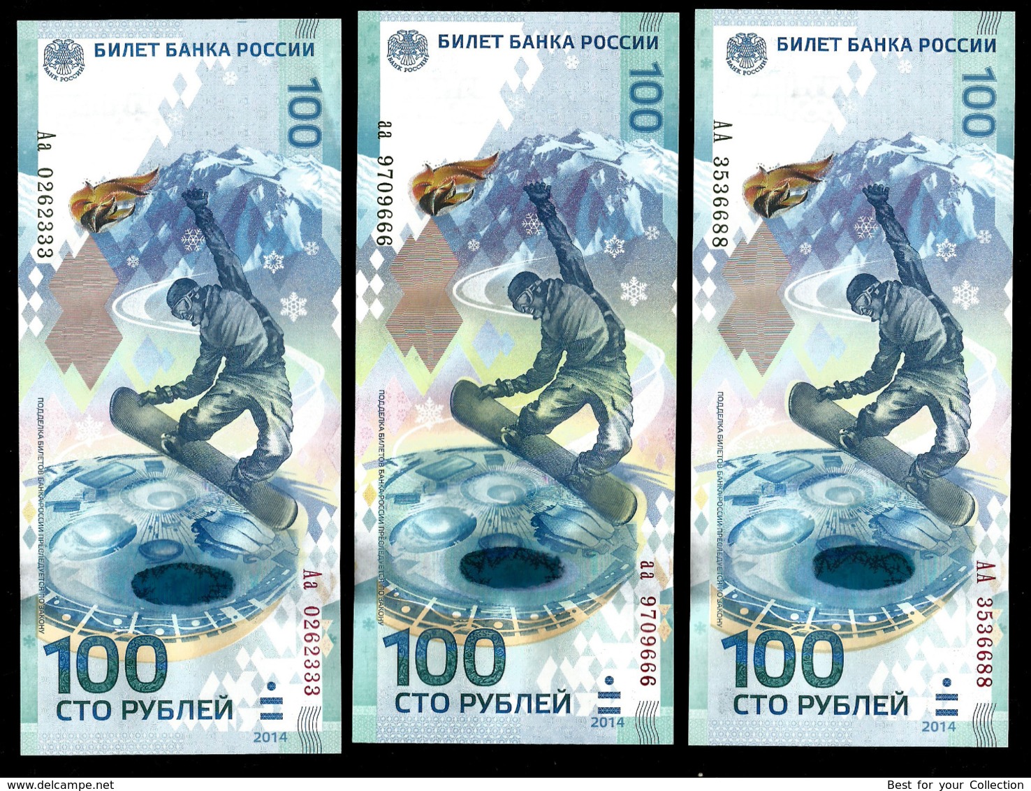 * Russia 100 Rubles ! 2014 Olympic - 2015 Crimea - 2018 FIFA ! Set 3 Bil ! UNC ! #D18-e - Russia