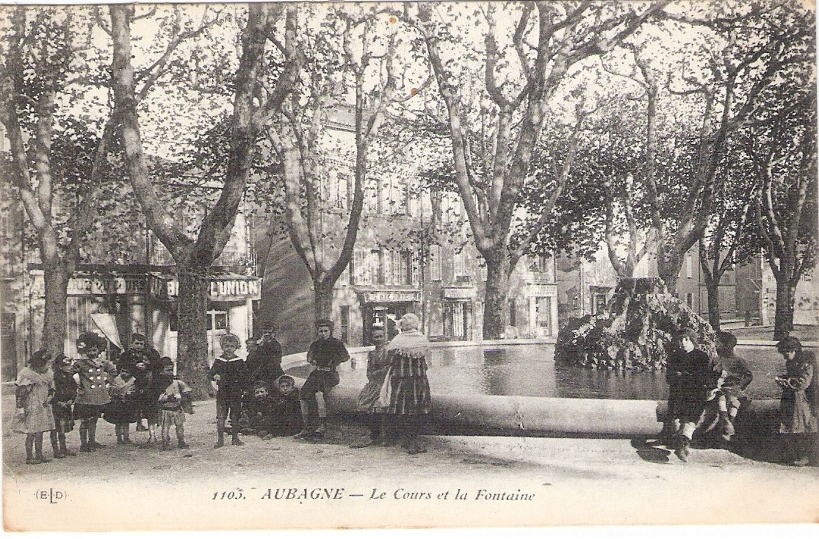 Cpa AUBAGNE Le Cours Et La Fontaine  Ecrite 1915  -D- - Aubagne