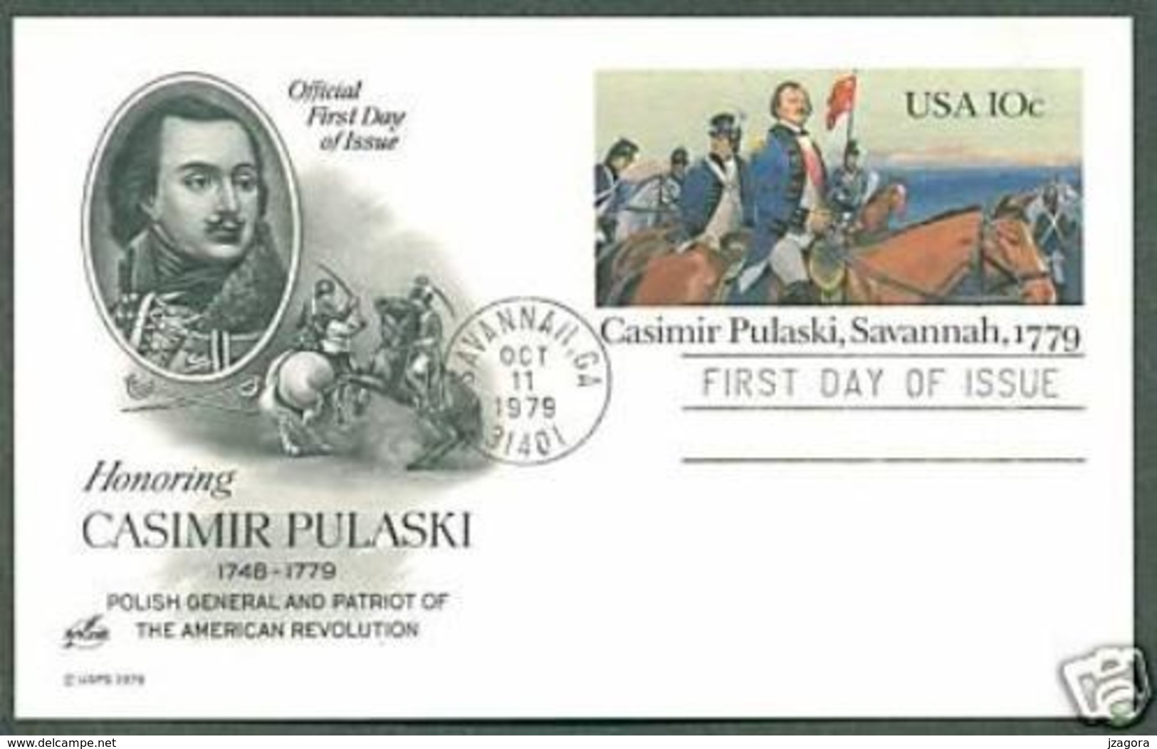 GUERRE CIVILE AMÉRICAINE AMERICAN CIVIL WAR BATTLE ON SAVANNAH 1779 PULASKI  USA 1979 FDC PREPAID POST CARD #UX79 - Unabhängigkeit USA