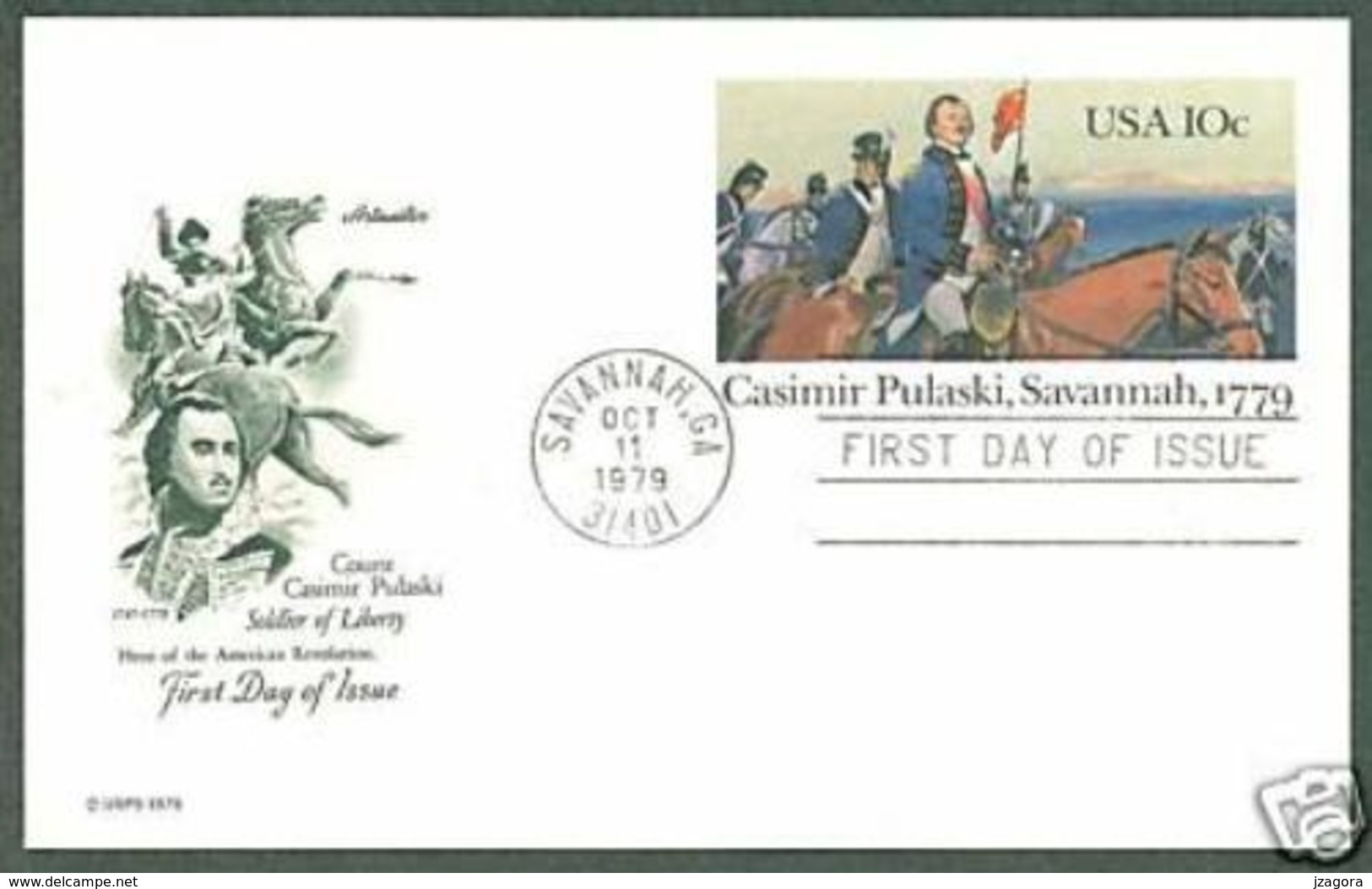 GUERRE CIVILE AMÉRICAINE AMERICAN CIVIL WAR BATTLE ON SAVANNAH 1779 PULASKI  USA 1979 FDC PREPAID POST CARD #UX79 - Unabhängigkeit USA