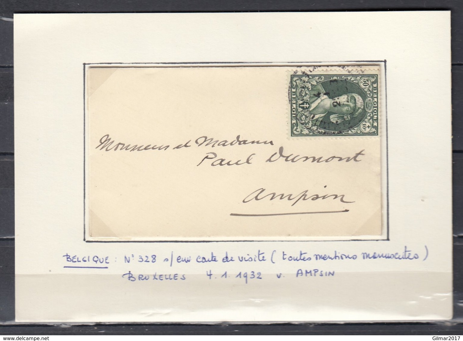Brief Met NR 328 Van Bruxelles Naar Ampsin - Lettres & Documents