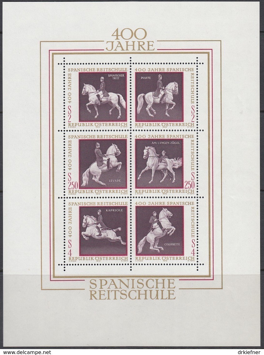 ÖSTERREICH Block 2, Postfrisch **, 400 Jahre Spanische Reitschule, 1972 - Blocks & Kleinbögen