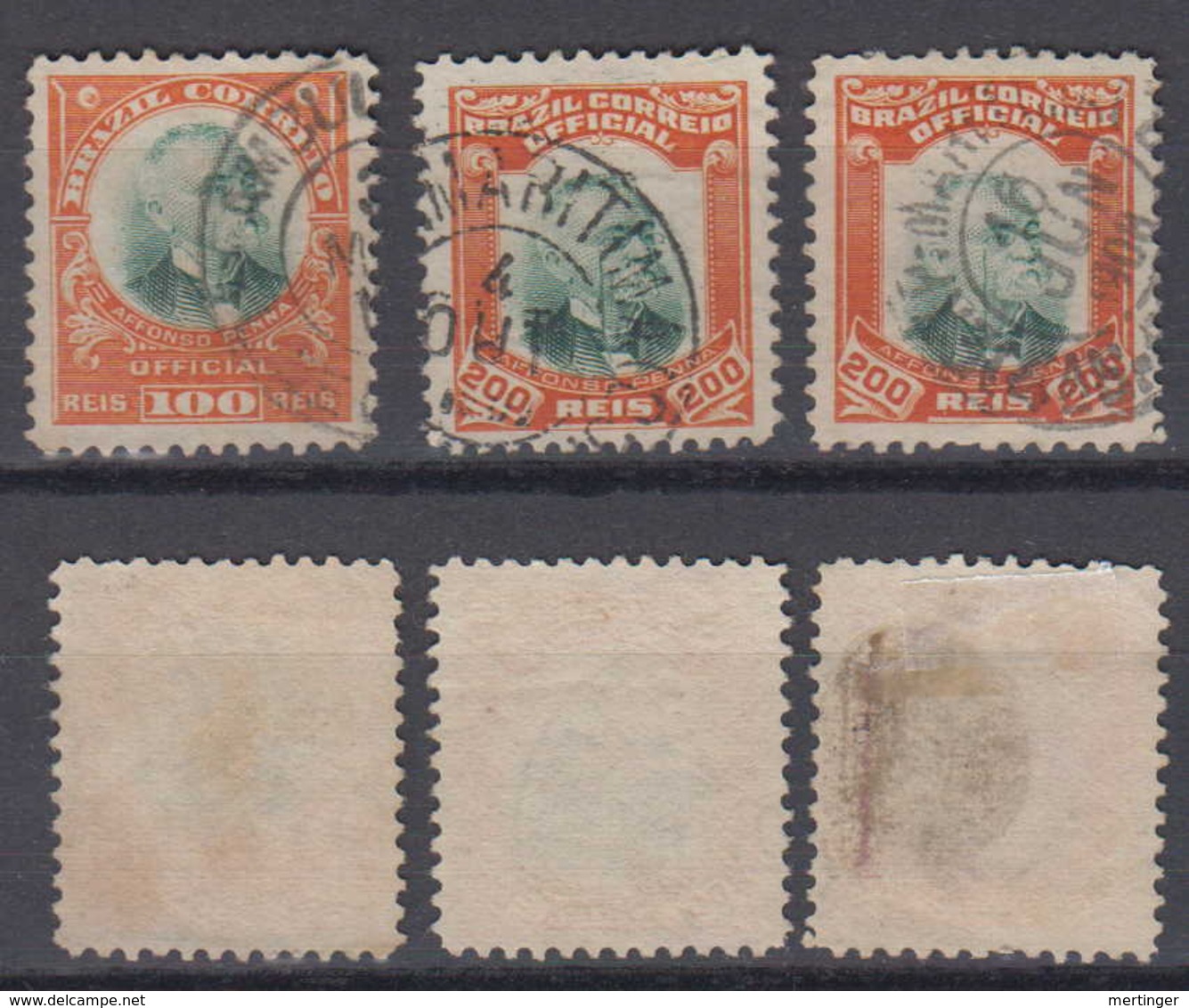 Brazil Brasil Official Oficiais Mi# 4-5 Used Pena 1906 AMBULANTE + MARTIMA Postmark - Servizio