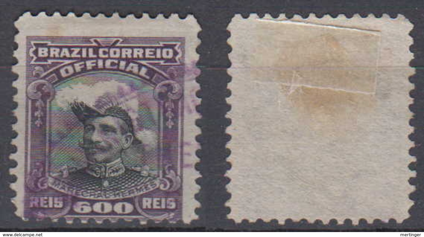 Brazil Brasil Official Oficiais Mi# 20 Used Fonseca 1913 600R Violett Postmark - Dienstmarken