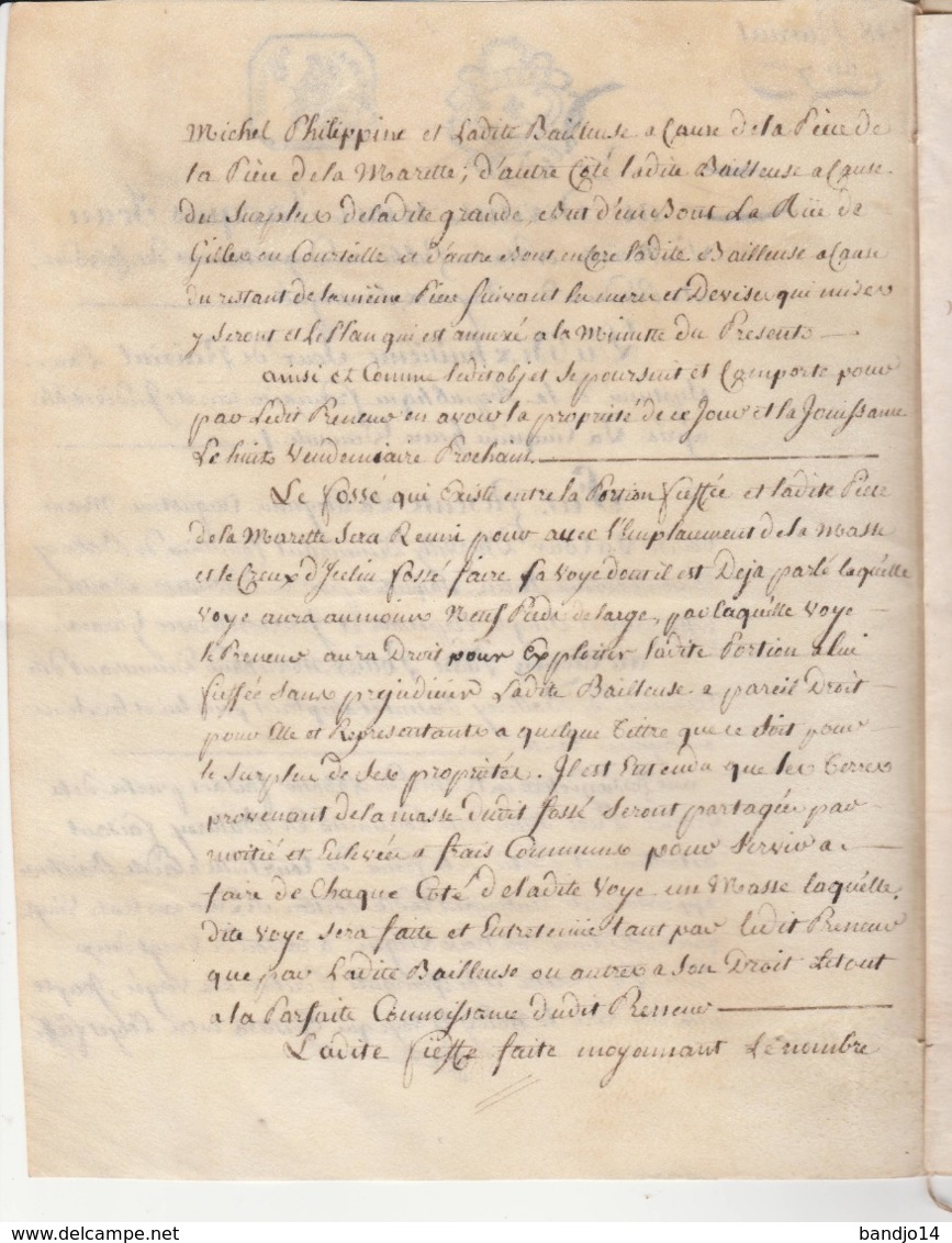 18 Prairial An 7 -Bayeux Balleroy - Actes De Ventes De La  Marquise De Balleroy Au Sieur Pierre Pottier - Cachets Généralité