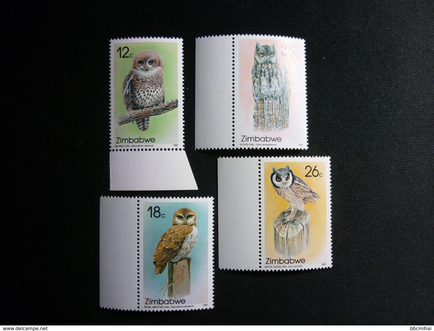 Zimbabwe, 1987 Indigenous Owls Scott #542-545 MNH Cv. 16,50$ - Zimbabwe (1980-...)