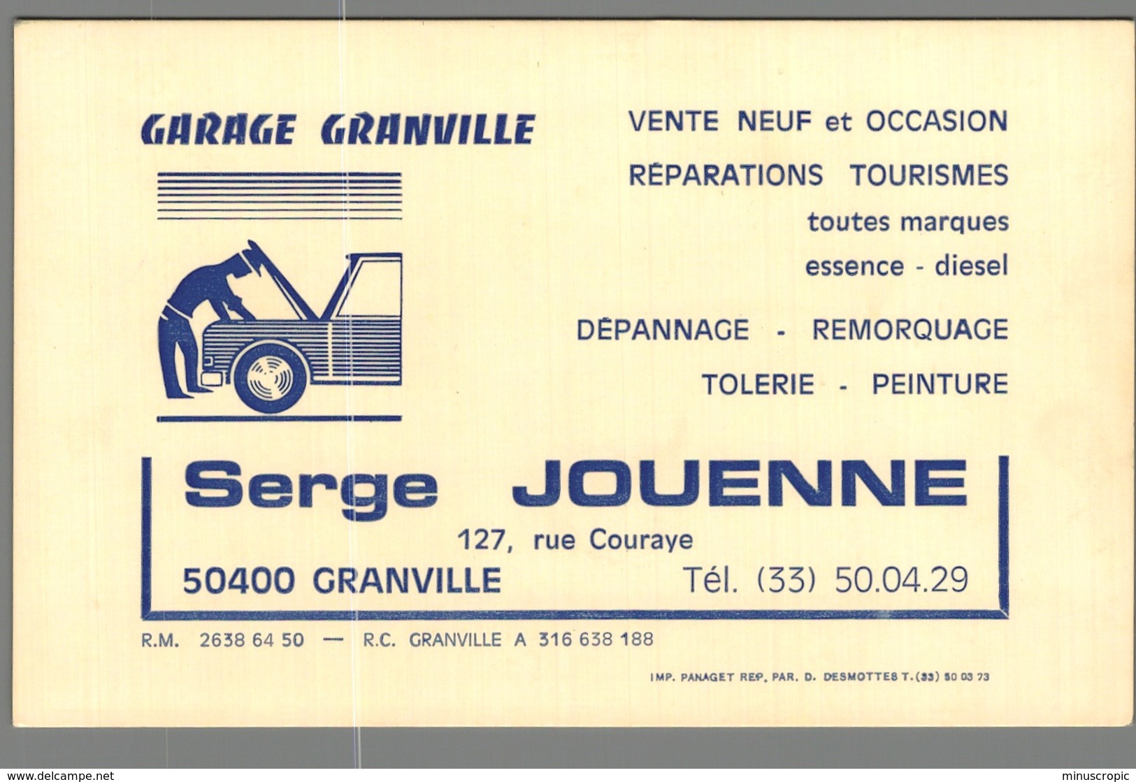 Carte De Visite - 50 - Granville - Garage Granville - Serge Jouenne - Visiting Cards