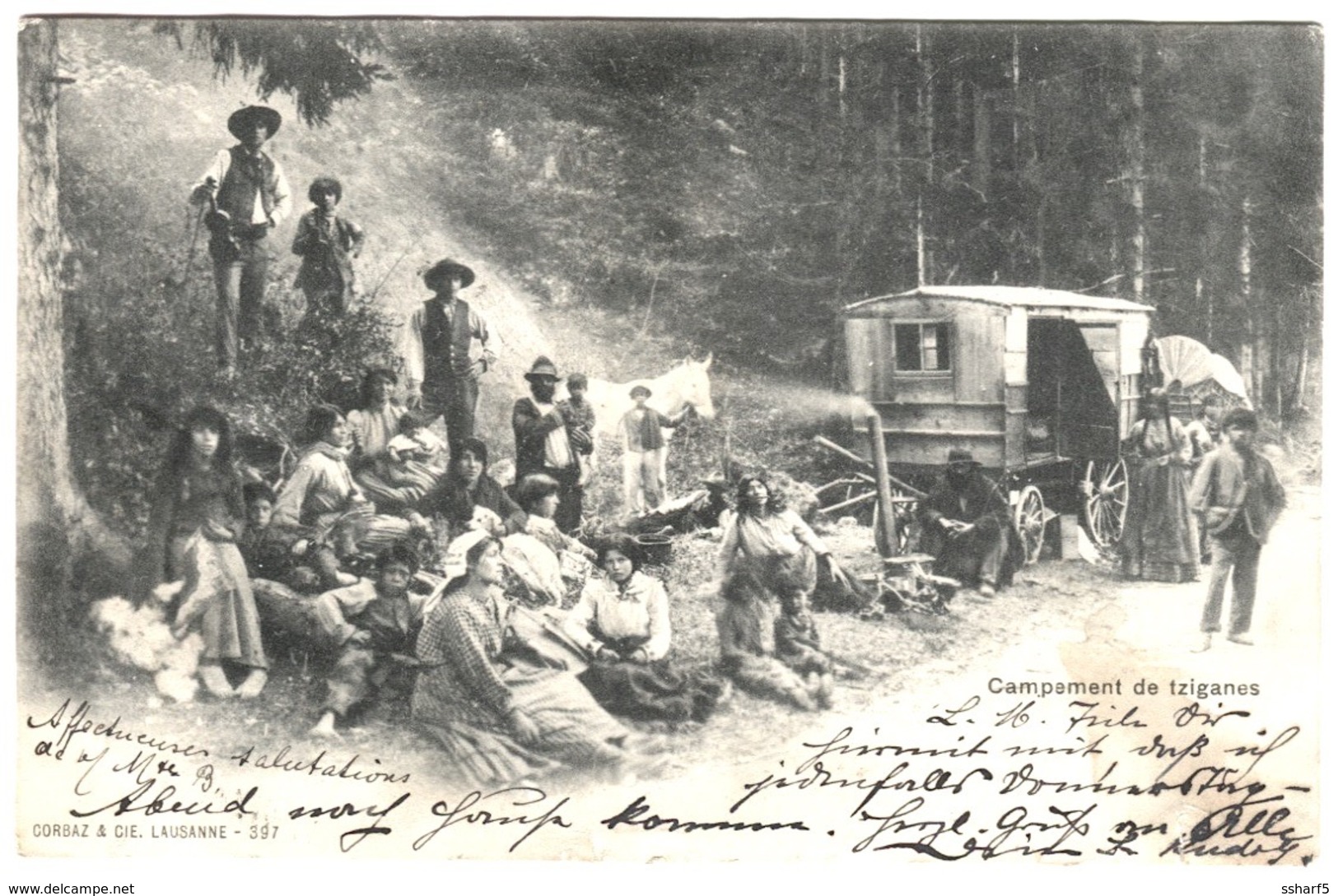 Lausanne Morges CAMPEMENT DE TZIGANES TRÈS ANIMÉE Zigeuner Gypsies 1903 Pelt Défaut En Bas à Droite - Sonstige & Ohne Zuordnung