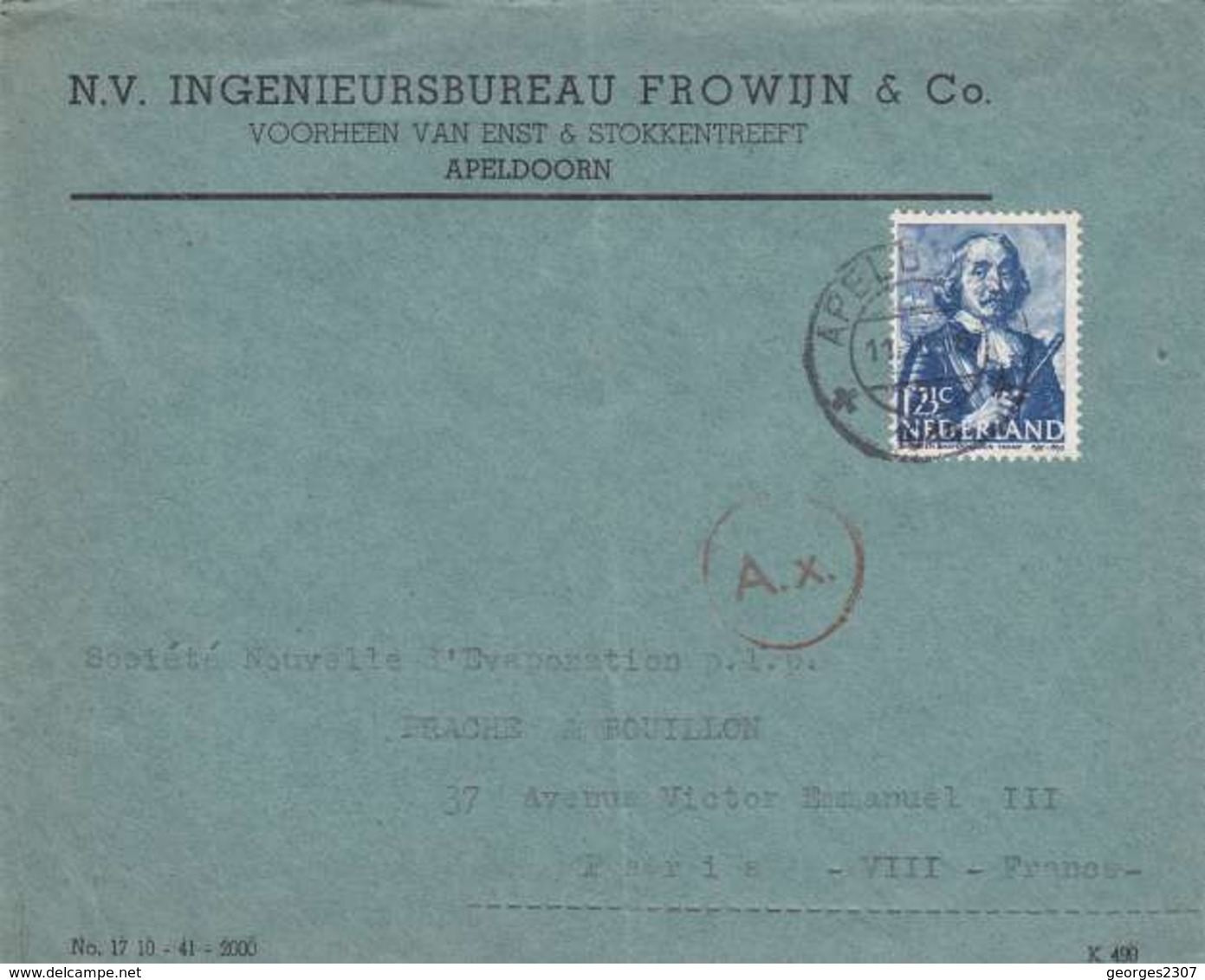 ♦ - CACHET DE CENSURE ALLEMAGNE CONTRÔLE ROUGE AX SUR LETTRE DE APELDOORN (PAYS-BAS) 11/03/1916 - WW1 (I Guerra Mundial)