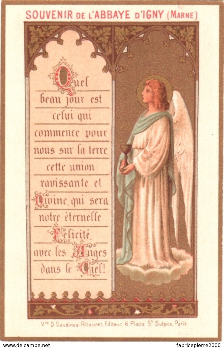 Souvenir De L'Abbaye Notre-Dame D'IGNY (Marne) - Quel Beau Jour Est Celui Qui Commence Pour Nous Sur La Terre ... TBE - Santini