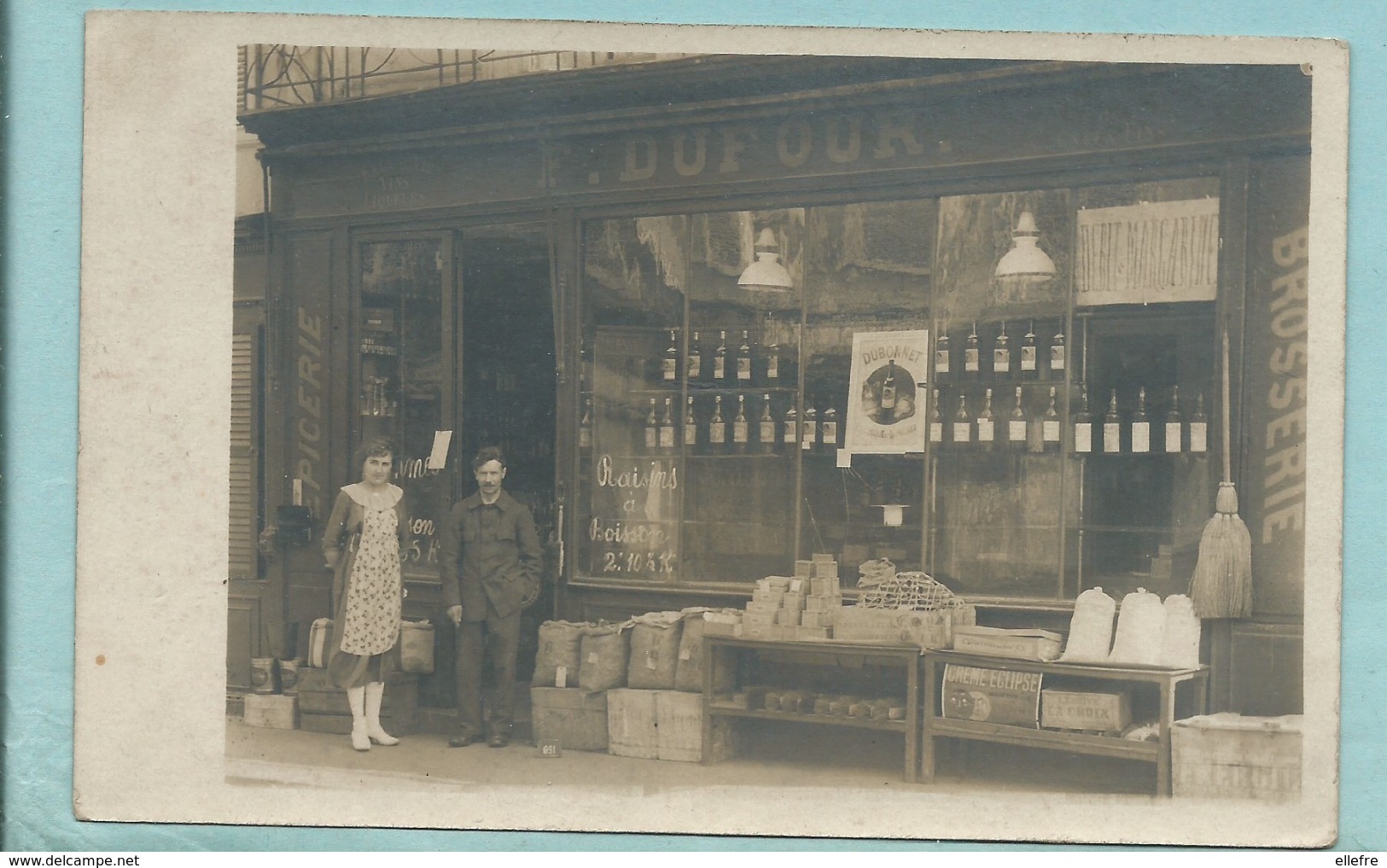 CPA Carte Photo Abbeville Epicerie Brosserie Dufour Vin Liqueur Dubonnet - Ecrite Sans Timbre - Abbeville