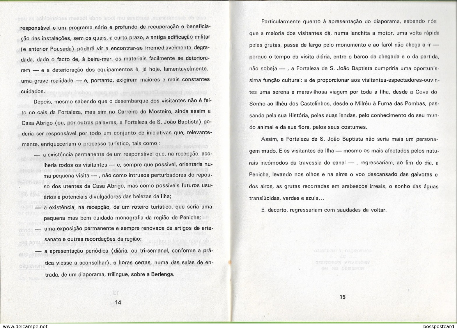 Peniche - Sobre a Fortaleza de S. João Baptista na Berlenga por Mariano Calado. Leiria.