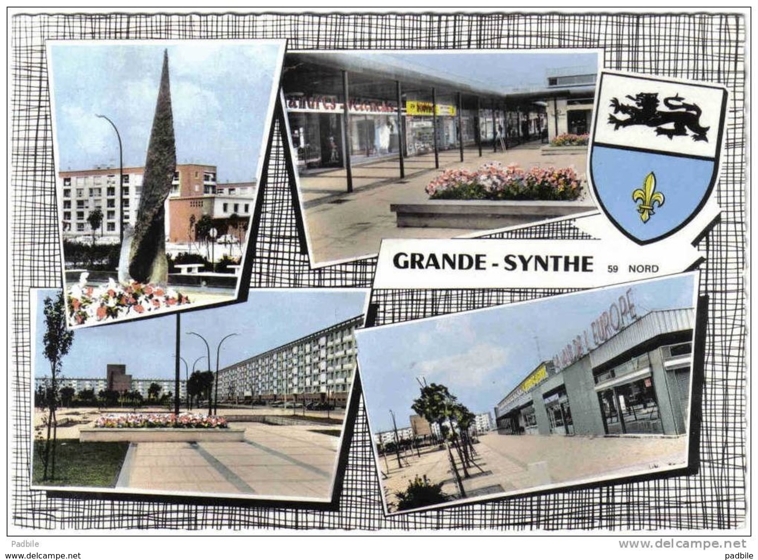 Carte Postale 59. Grande-Synthe  Cité HLM De L'Albecq Et Le Centre Commercial Du Palais De L'Europe Trés Beau Plan - Grande Synthe