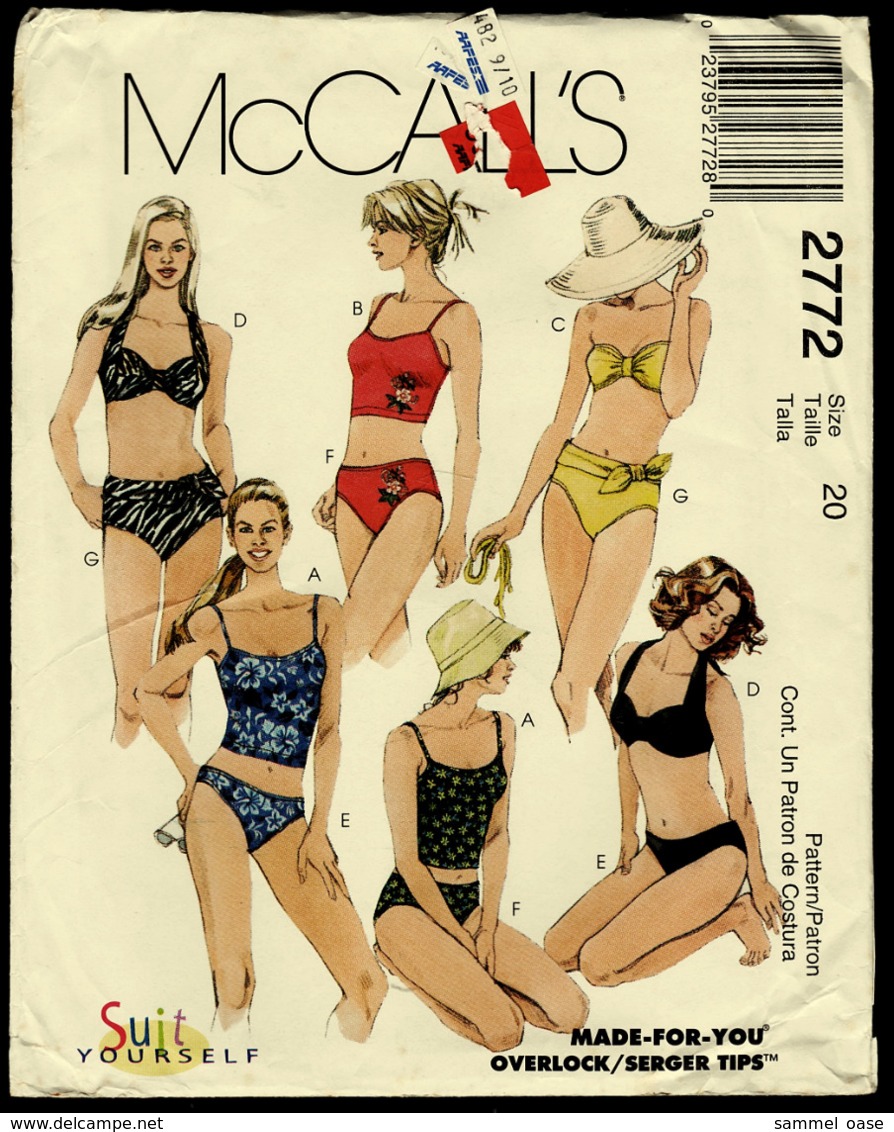 Vintage McCall`s Schnittmuster 2772  -  Damen-Badeanzug Bikini  -  Two Piece  -  Size 20 - Designermode