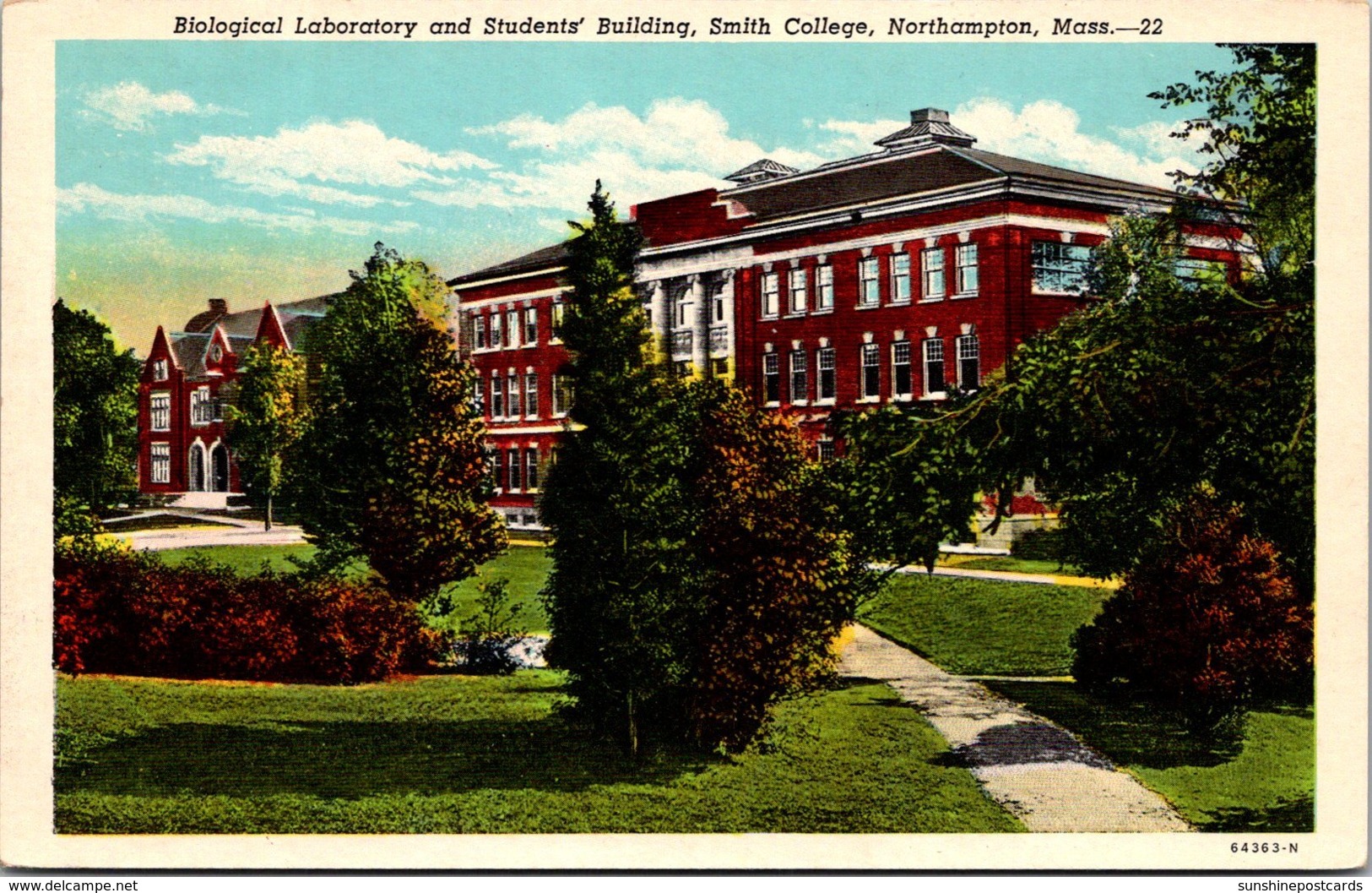 Massachusetts Northampton Biological Laboratory And Students Building Smith College Curteich - Northampton