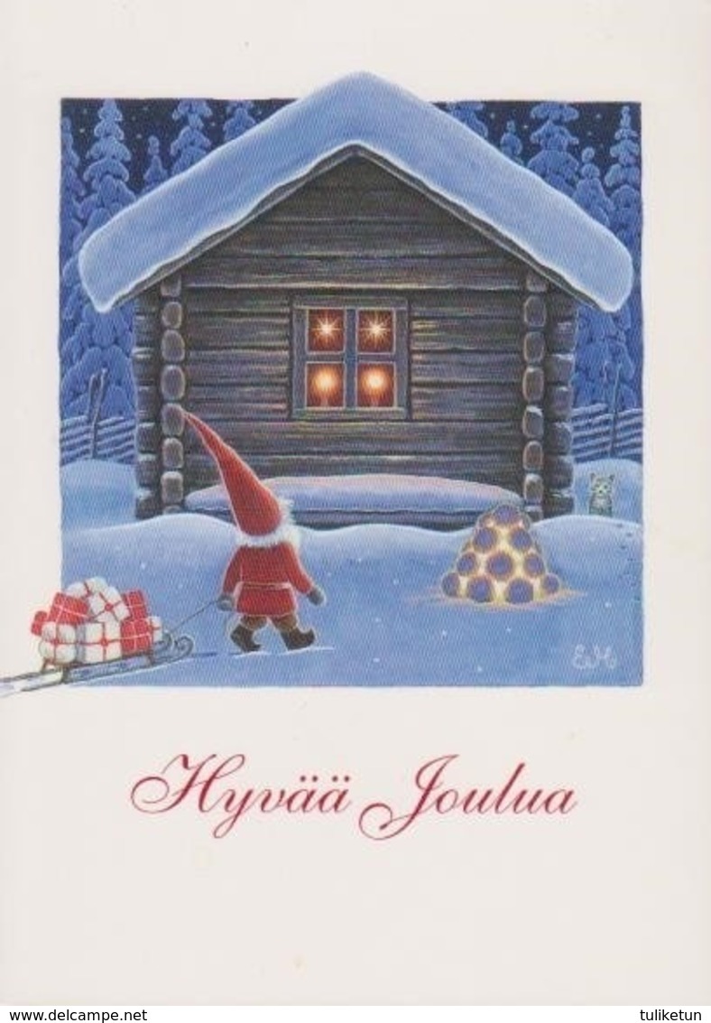 Brownie - Gnome - Elf Bringing A Christmas Presents On Snow Sled To A House - Eva Melhuish - Other & Unclassified