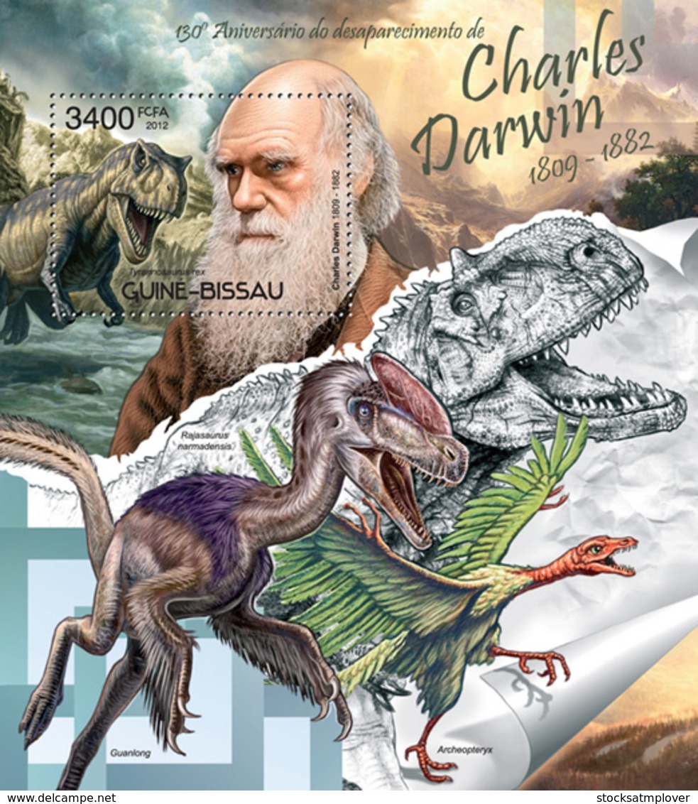 Guinea Bissau  2012  Charles Darwin  ,dinosaurs - Guinea-Bissau