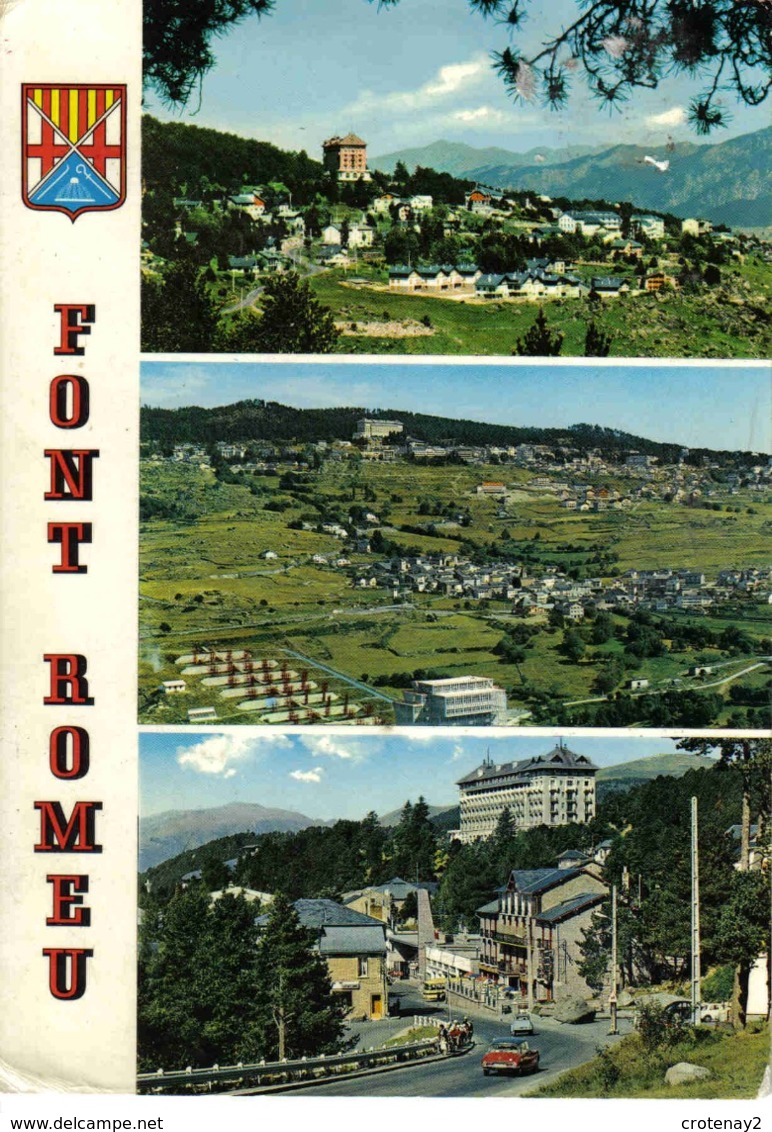 66 Font Romeu En 1968 Grand Hôtel Odeillo Four Solaire Station Essence ESSO Citroën DS 2CV BUS Car Ancien PUB La Hutte - Prades