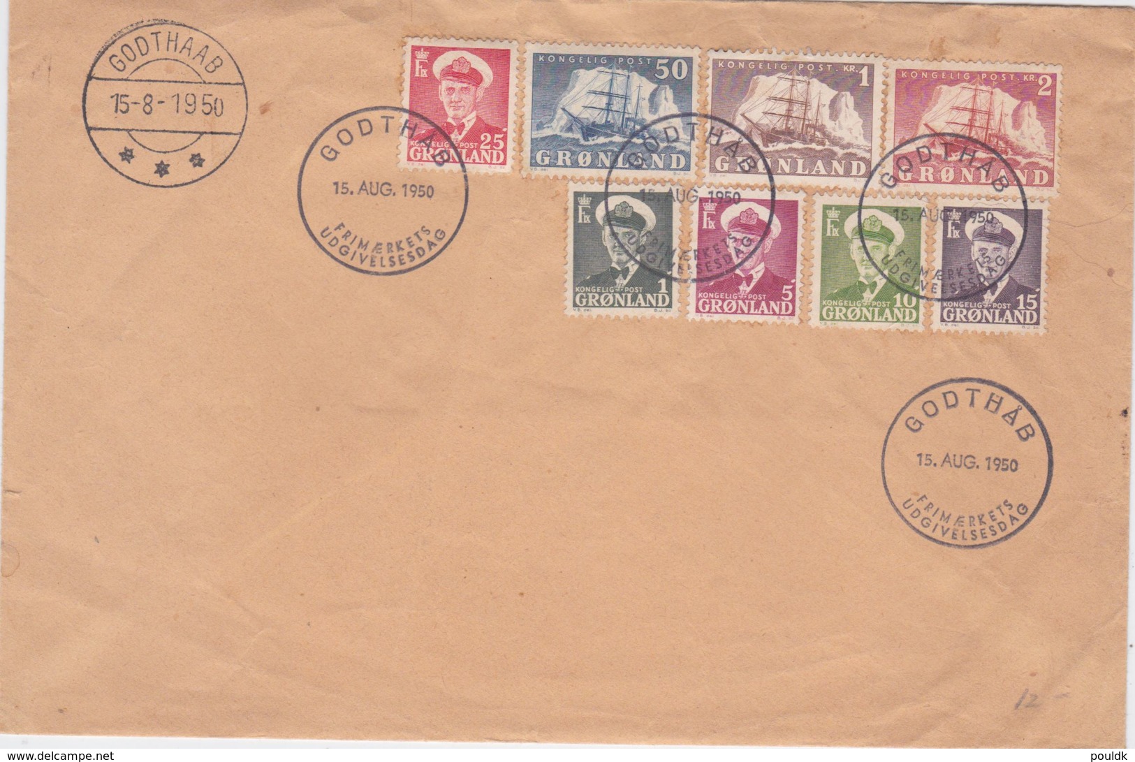 Greenland FDC 1950 Definitives - Bowed/miscoloured Cover. Take A Good Look (NB**L77-11) - FDC