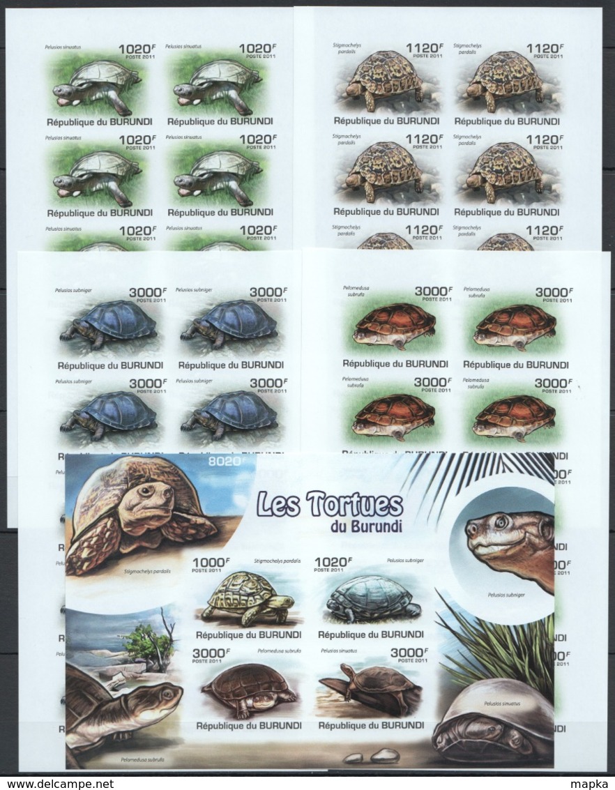 BB351 !!! IMPERFORATE 2011 BURUNDI REPTILES LES TORTUES TURTLES !!! 1KB+10SET MNH - Schildkröten