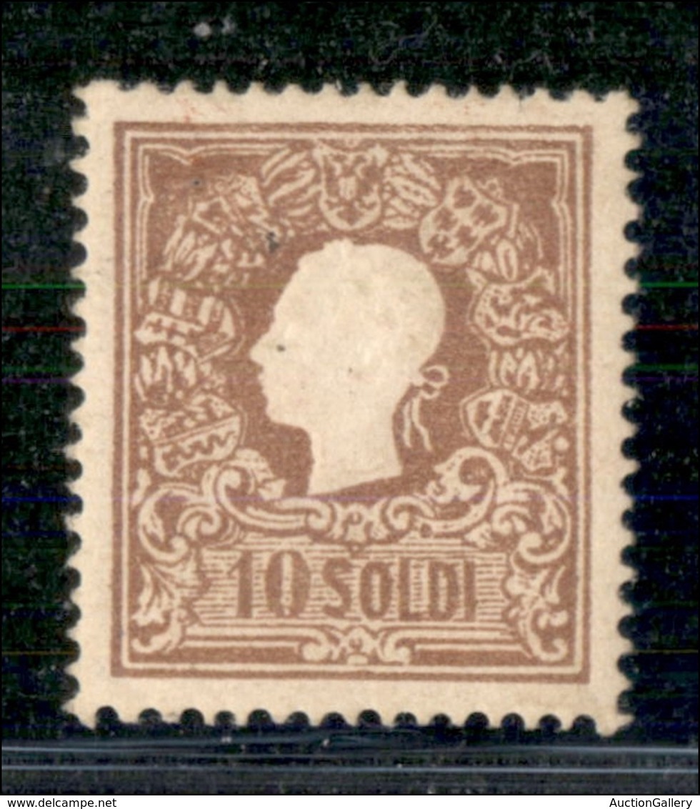 ANTICHI STATI ITALIANI - LOMBARDO VENETO - 1858 - 10 Soldi (26a) - Gomma Originale - Diena + Cert. Raybaudi (2.000) - Other & Unclassified