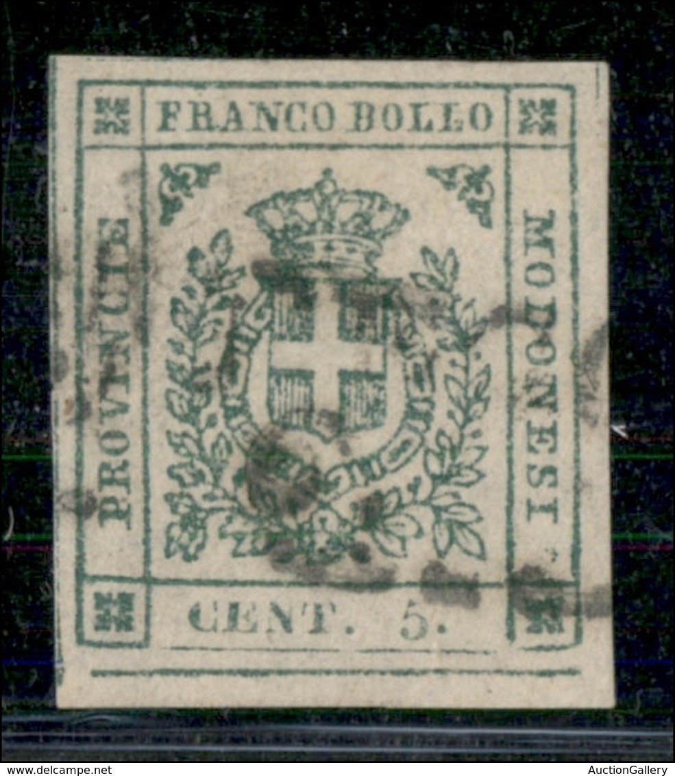 ANTICHI STATI ITALIANI - MODENA - 1859 - 5 Cent (12) Usato - Angolo Di Foglio Con Grandi Margini - Annullamento Leggerme - Autres & Non Classés