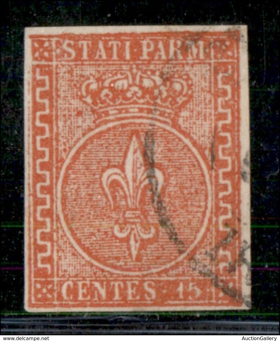 ANTICHI STATI ITALIANI - PARMA - 1853 - 15 Cent (7) Usato - Annullo Leggero - Molto Bello - Raybaudi + Cert. Bottacchi ( - Andere & Zonder Classificatie