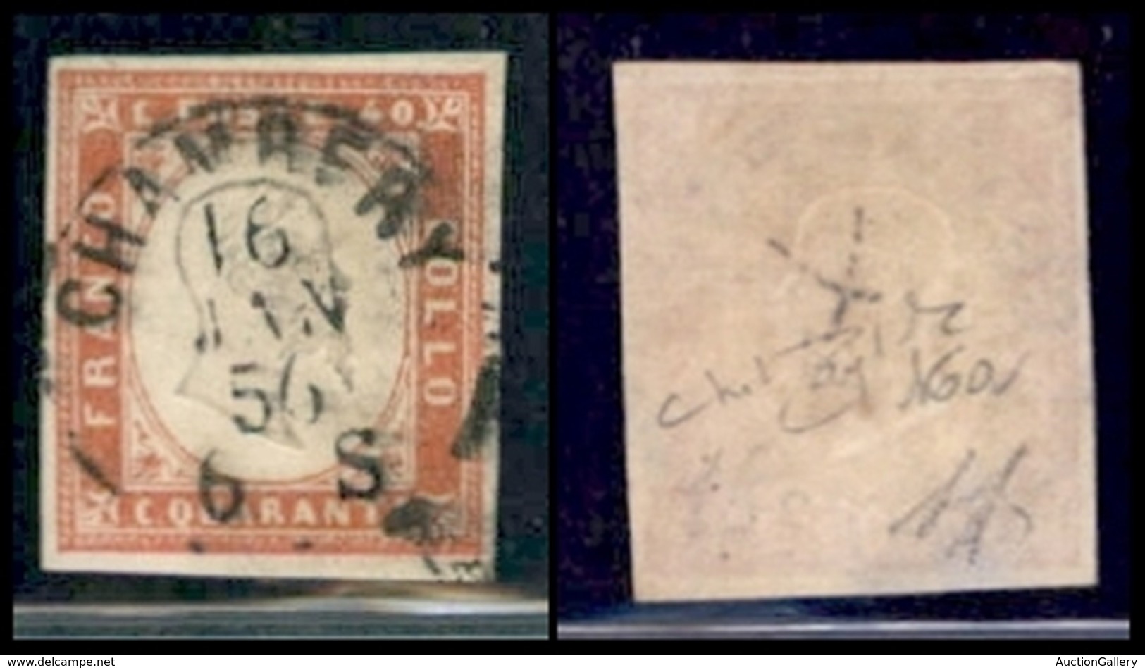 ANTICHI STATI ITALIANI - SARDEGNA - 1855 - 40 Cent Vermiglio (16a) - Usato - Raybaudi + Diena (650) - Altri & Non Classificati