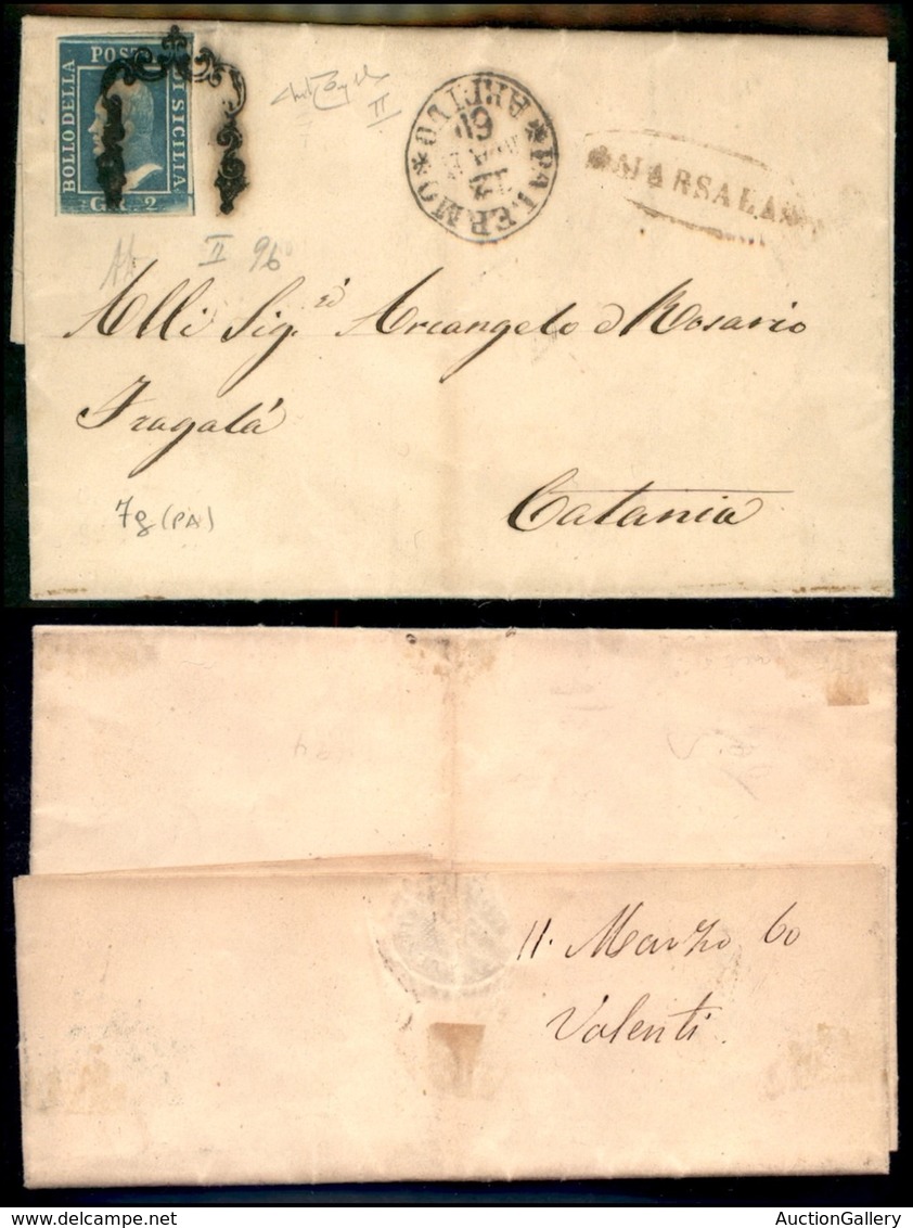 ANTICHI STATI ITALIANI - SICILIA - 2 Grana (7g) - Lettera Da Marsala (P.ti 8) A Catania Del 11.3.60 - Diena + Raybaudi ( - Other & Unclassified