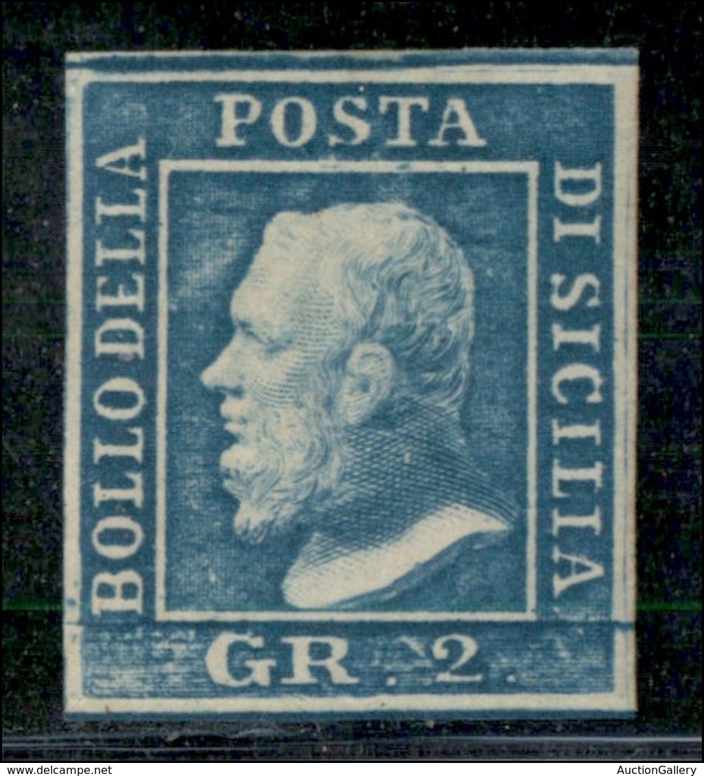 ANTICHI STATI ITALIANI - SICILIA - 1859 - 2 Grana (8) - Gomma Originale - Molto Bello - Diena + Cert. Bolaffi (350) - Altri & Non Classificati