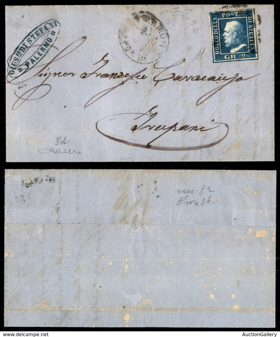 ANTICHI STATI ITALIANI - SICILIA - 2 Grana (8d) - Lettera Da Palermo A Trapani Del 21.6.59 - Diena + Raybaudi + Cardillo - Altri & Non Classificati