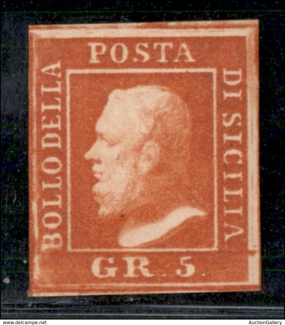 ANTICHI STATI ITALIANI - SICILIA - 1859 - 5 Grana (11) - Gomma Originale - Molto Bello - Diena + Cert. Bolaffi (1.250) - Andere & Zonder Classificatie