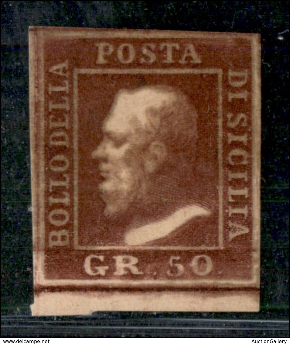 ANTICHI STATI ITALIANI - SICILIA - 1859 - 50 Grana (14) Bordo Foglio (pos. 97) - Gomma Originale - Molto Bello - Raybaud - Other & Unclassified
