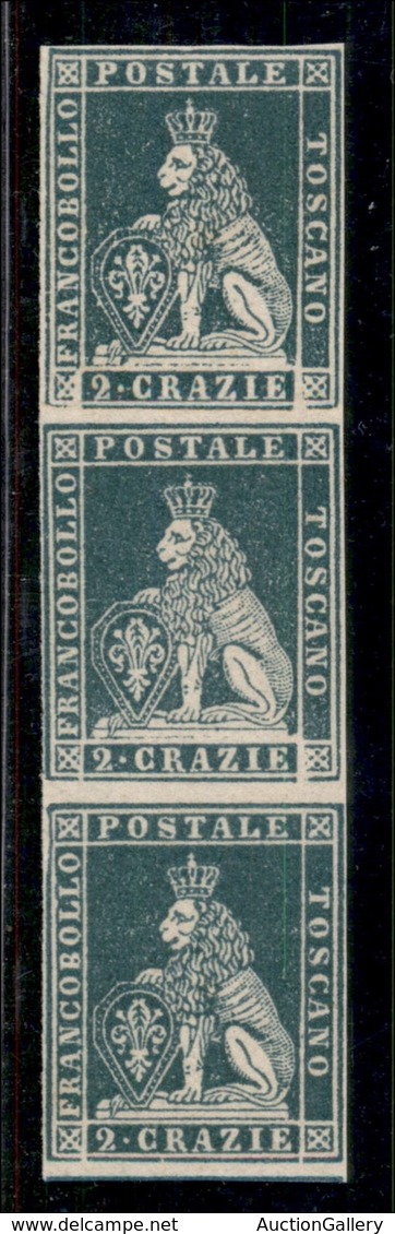 ANTICHI STATI ITALIANI - TOSCANA - 1851 - Prove - 2 Crazie (P5) - Striscia Verticale Di 3 Con Spaziature Diverse (da Int - Other & Unclassified