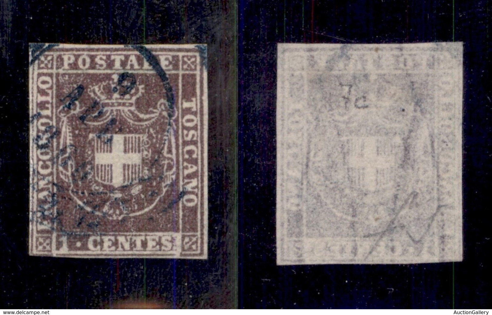 ANTICHI STATI ITALIANI - TOSCANA - 1860 - 1 Cent (17) Usato - Fiecchi + Cert. AG (1.500) - Altri & Non Classificati