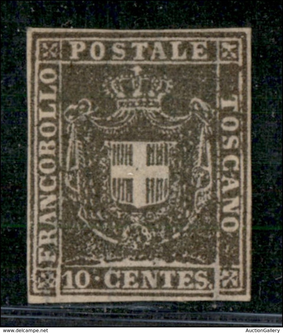 ANTICHI STATI ITALIANI - TOSCANA - 1860 - 10 Cent (19c - Bruno Grigio) - Gomma Originale - Ottimi Margini - Diena + Cert - Other & Unclassified