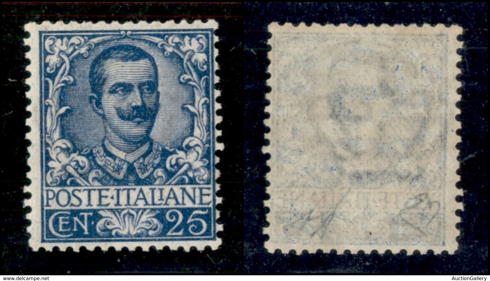 REGNO - 1901 - 25 Cent Floreale (73) - Traccia Di Linguella - Diena (450) - Andere & Zonder Classificatie