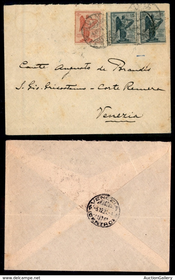 REGNO - Coppia Del 15 Cent Vittoria (121gd) Con Dentellatura Spostata A Sinistra + 10 Cent (120) Su Busta Per Venezia De - Other & Unclassified