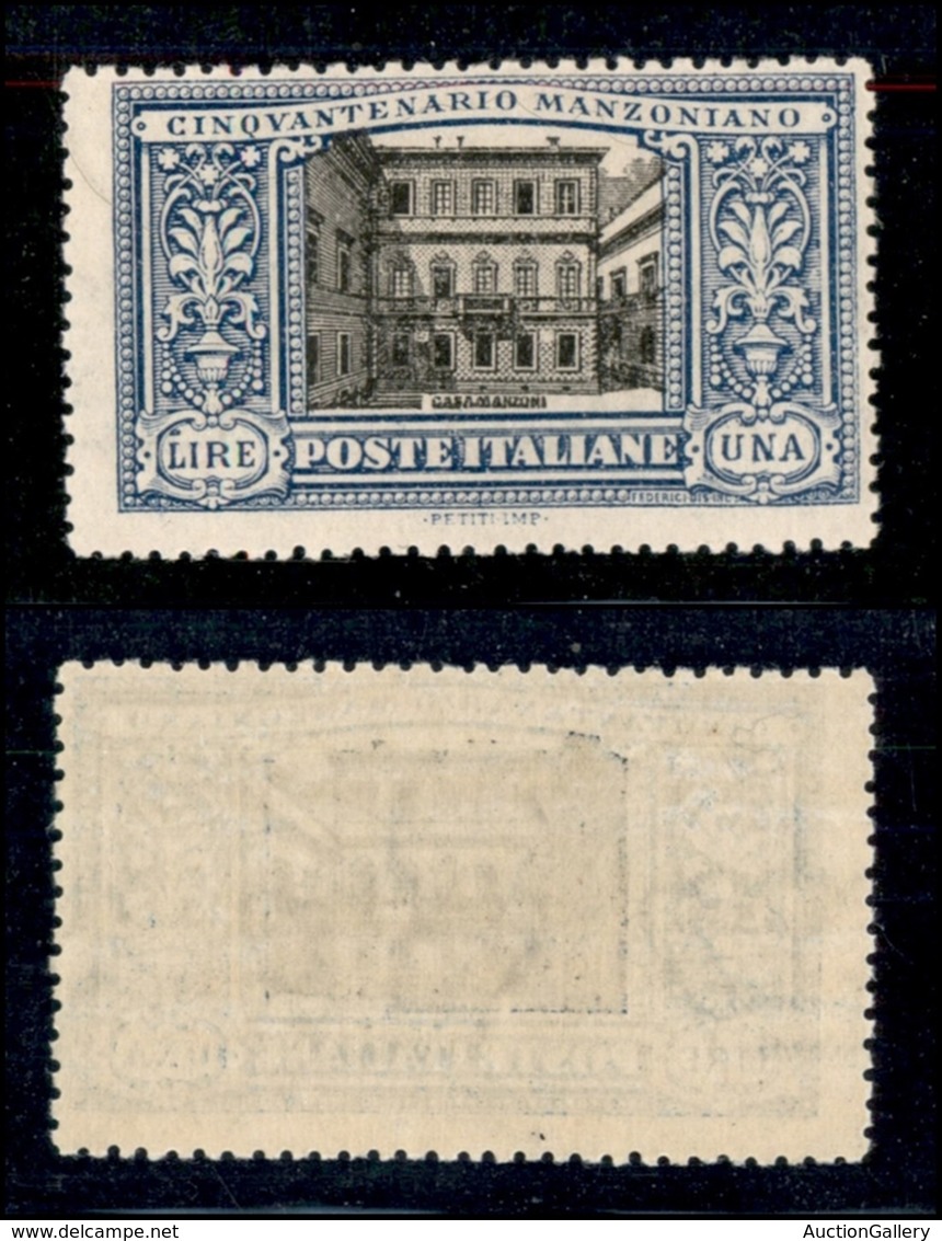 REGNO - 1923 - 1 Lira Manzoni (155) - Gomma Integra (500) - Andere & Zonder Classificatie