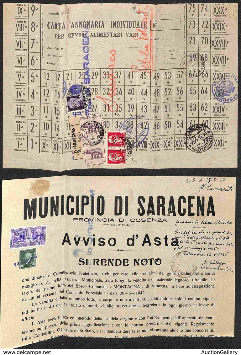 LUOGOTENENZA - Coppia Del 50 Cent (515) + Complementari (255 Regno + 540) Su Piego Da Saraceno A Petilia Policastro Del  - Andere & Zonder Classificatie