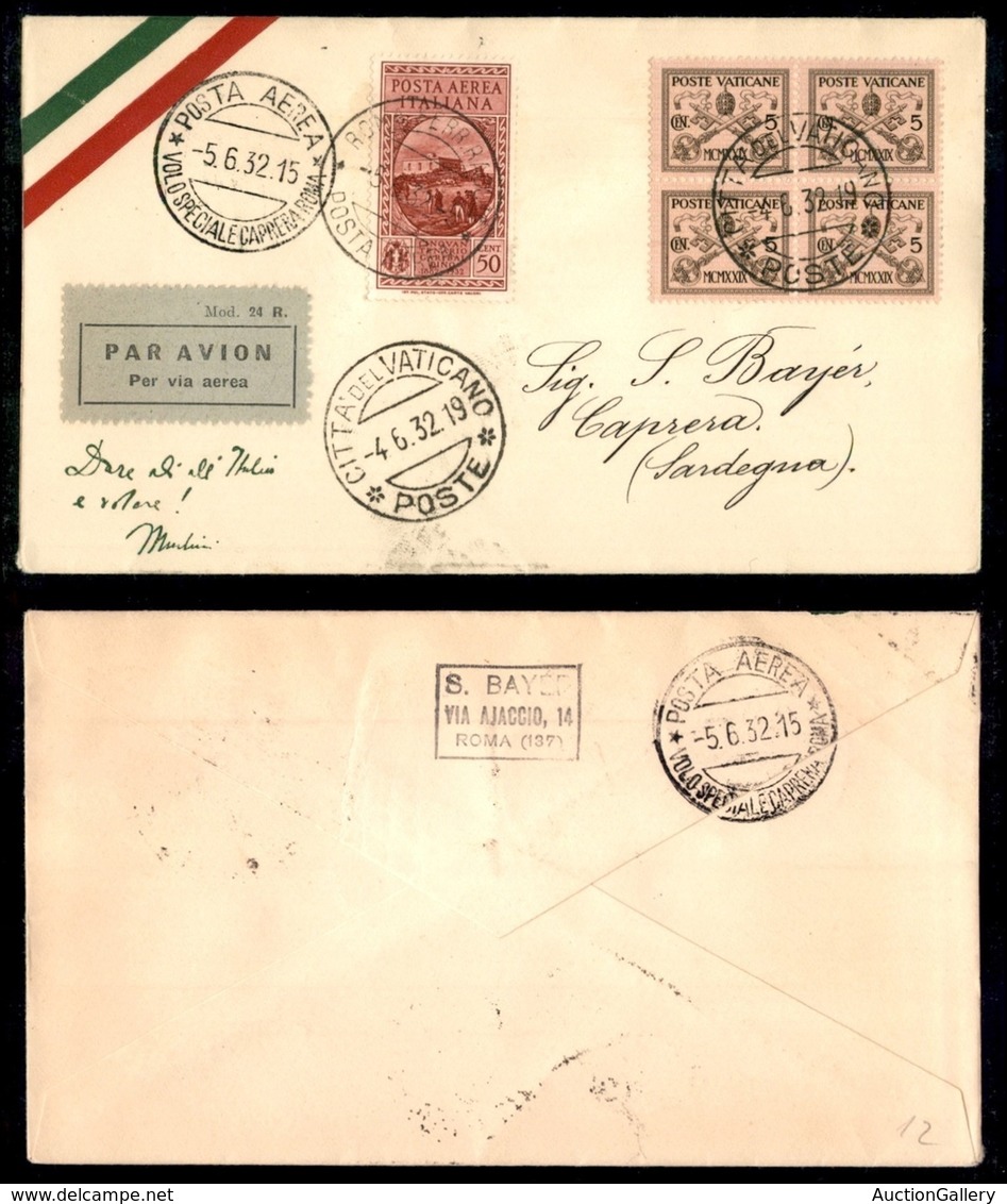 REGNO - Aerogrammi - 1932 (5 Giugno) - Vaticano Roma Caprera - Longhi 2693 - 25 Volati - Other & Unclassified