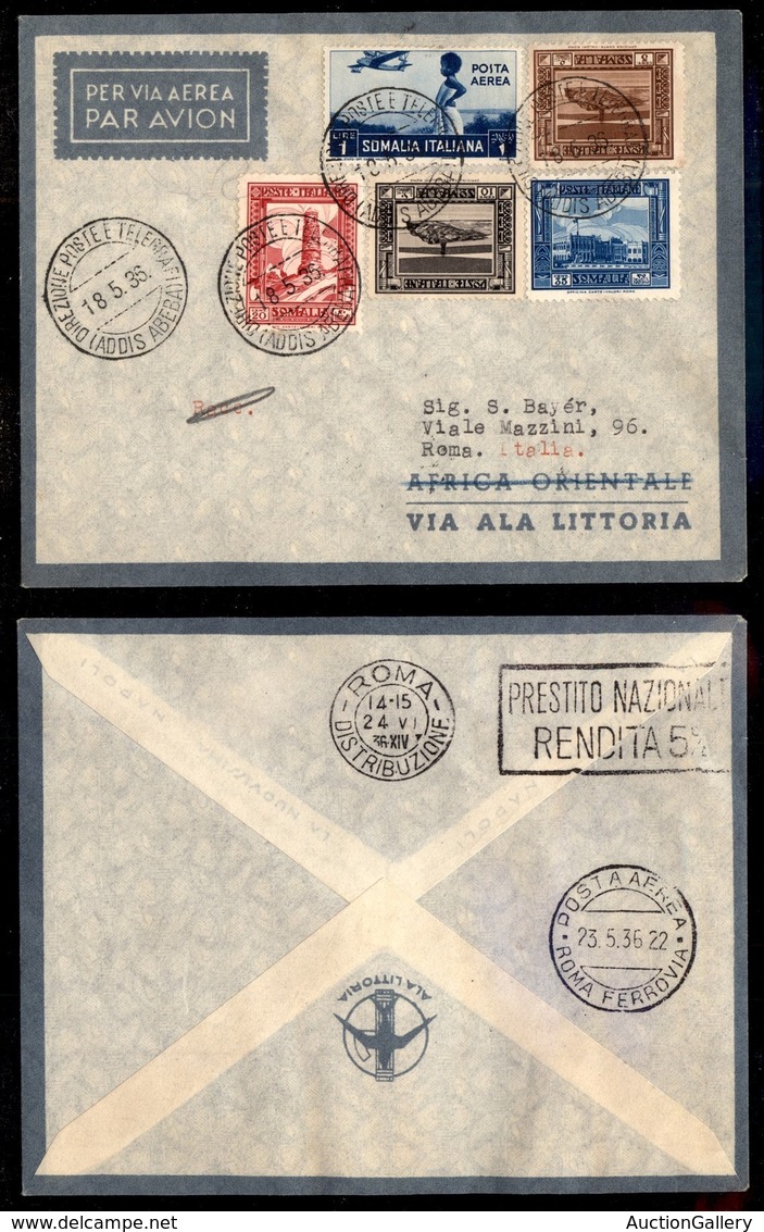 REGNO - Aerogrammi - 1936 (18 Maggio) - Addis Abeba Roma - Longhi 3561 - Raro - Autres & Non Classés