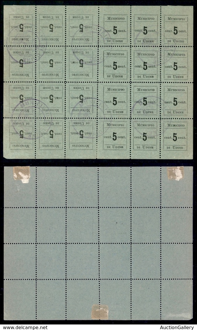 OCCUPAZIONI I GUERRA MONDIALE - MUNICIPIO DI UDINE - 1918 - Foglio Intero Di Ventiquattro Valori Del 5 Cent (1) - Usato  - Autres & Non Classés