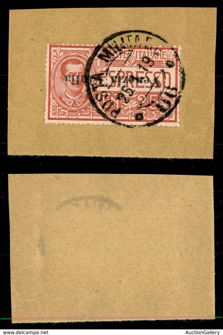 OCCUPAZIONI I GUERRA MONDIALE - VENEZIA GIULIA - 1919 - 25 Cent (1a - Espressi) Con Soprastampa Capovolta - Usato Su Fra - Andere & Zonder Classificatie