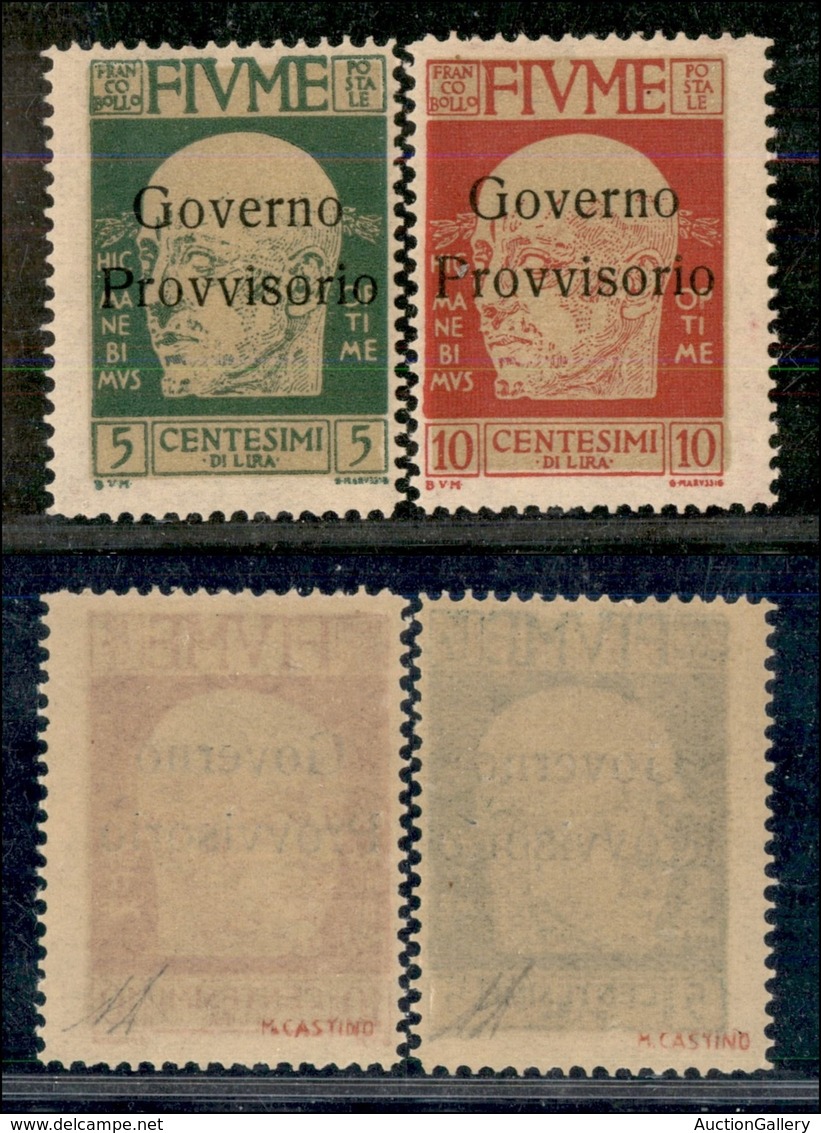 OCCUPAZIONI I GUERRA MONDIALE - FIUME - 1921 - Governo Provvisorio (177/178) - Serie Completa - Gomma Integra (650) - Altri & Non Classificati